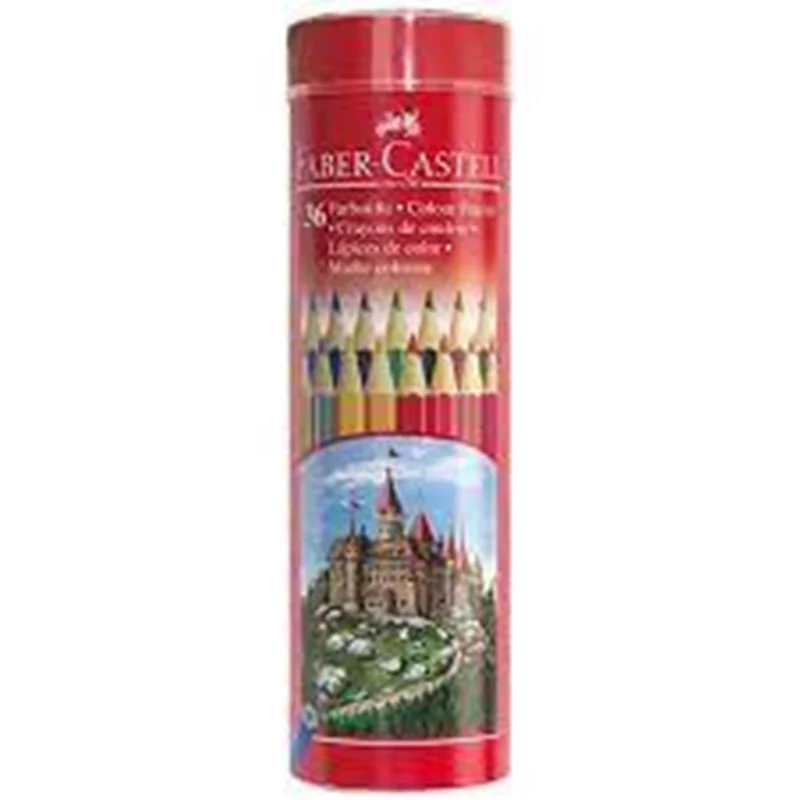 مداد رنگی فابر کاستل جعبه فلزی استوانه طرح قلعه 36 رنگ