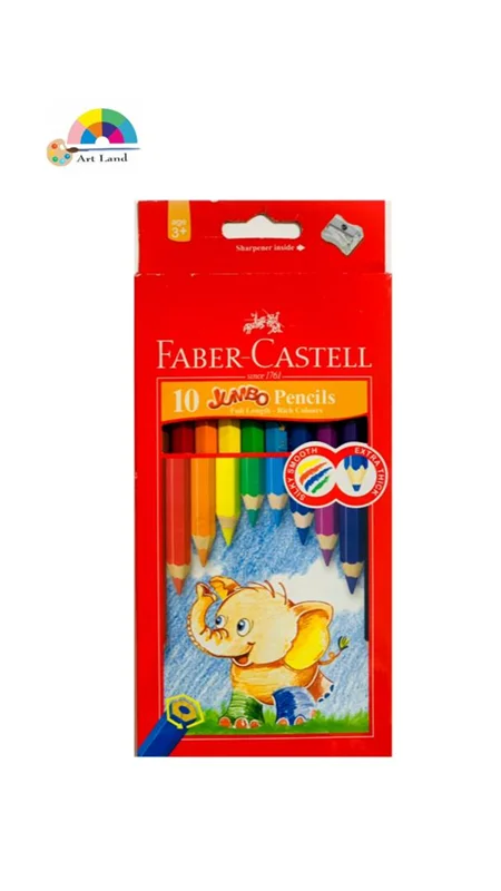 مداد رنگی فابر کاستل جعبه مقوایی تخت جامبو طرح فیل12 رنگ
