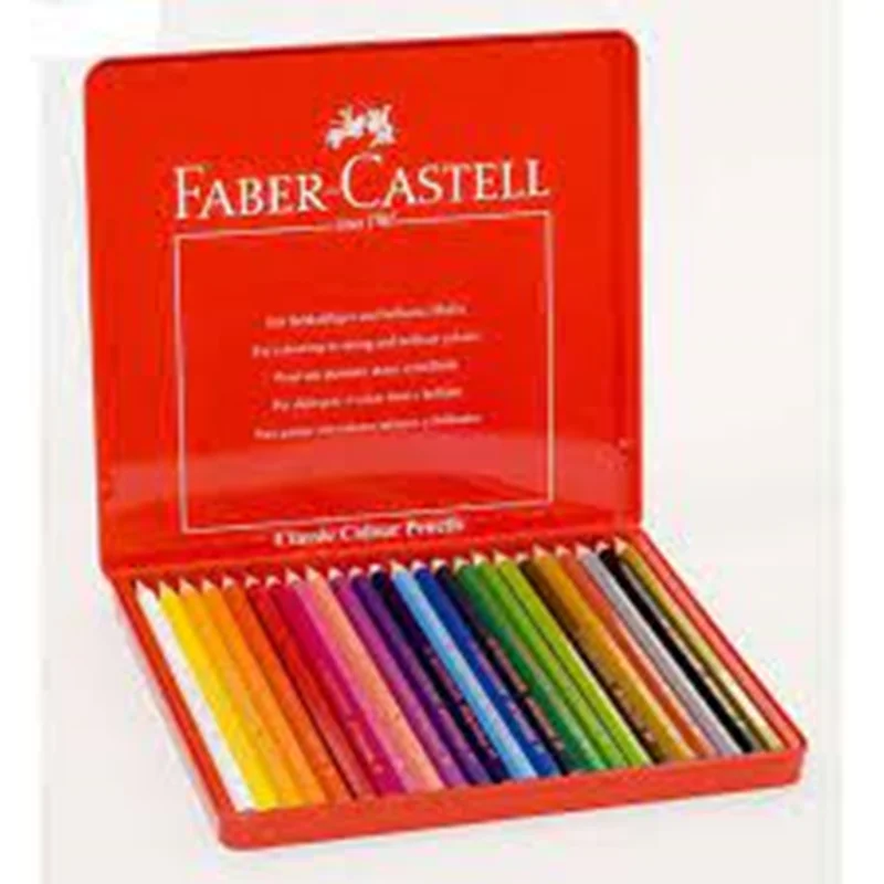 مداد رنگی  فابر کاستل جعبه فلزی تخت کلاسیک 24 رنگ