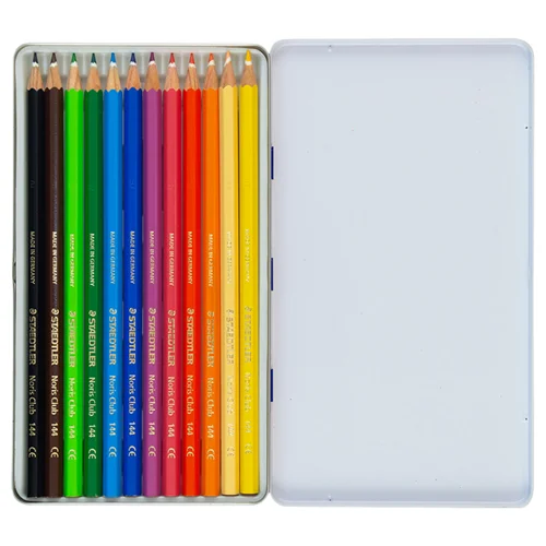 مداد رنگی 12 رنگ جعبه فلزی استدلر