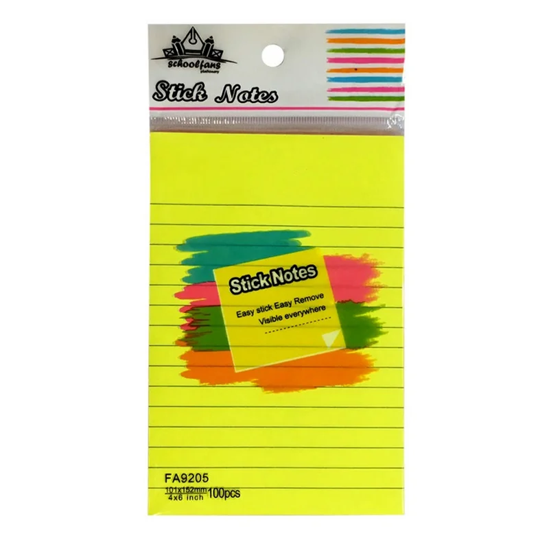 استیکی نوت (یادداشت سر چسب) خط دار سایز 4x6 اینچ کد FA9205