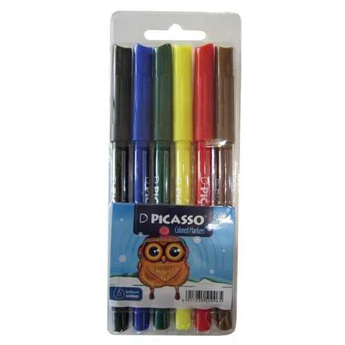 ماژیک رنگ آمیزی 6 رنگ پیکاسو PICASSO مدل FINE TIP نوک گرد