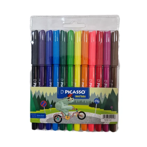 ماژیک رنگ آمیزی 12 رنگ پیکاسو PICASSO مدل FINE TIP نوک گرد