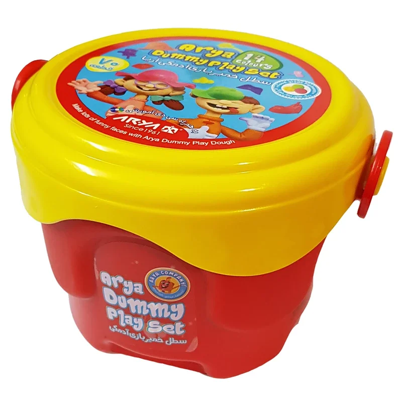 خمیربازی 14 رنگ آریا کد 1027 مدل ادمکی سطلی به همراه سی دی آموزشی