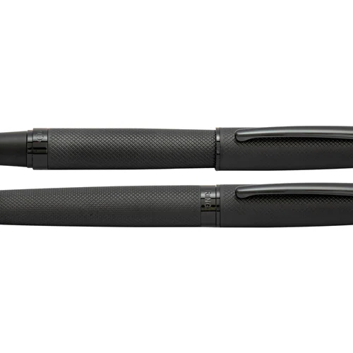 ست خودکار و خودنویس برند یوروپن Europen مدل رینگ Ring مشکی الماسه گیره مشکی